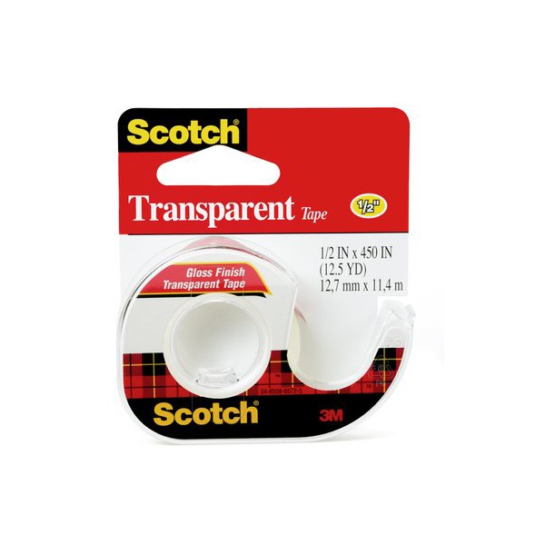 3M Scotch 144 Transparent Tape with Dispenser - 1/2in x 450in (pc)